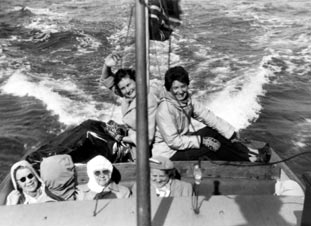 Barbara and Alicia on boat to see Tirpitz